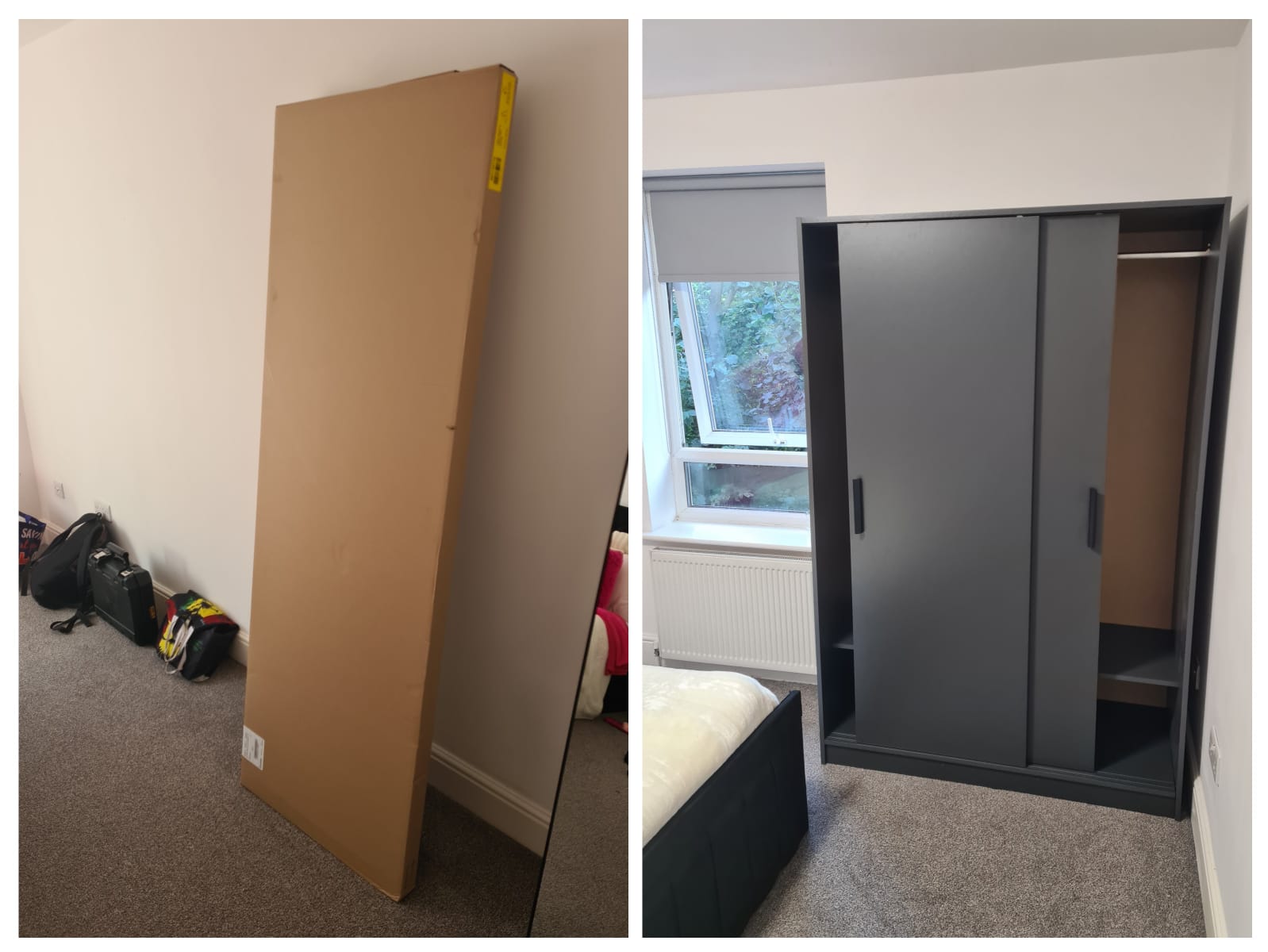 Sliding wardrobe assembly